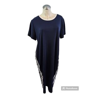 Marc New York Size 1X Blue White Racer Stripe Dress